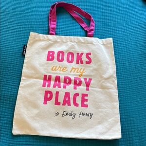 Emily Henry Books Canvas Tote Bag with Pink Handles